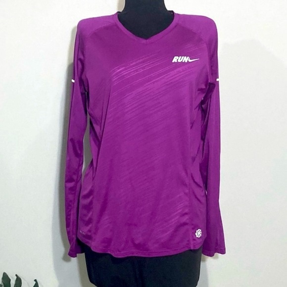 Nike Running Womens Dri-fit Long Sleeve Tech Shirt, Large - Picture 1 of 12